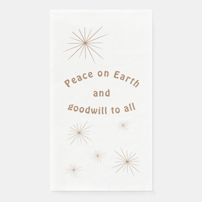 Peace on Earth Minimalist Gold Text Guest Towel (Front)