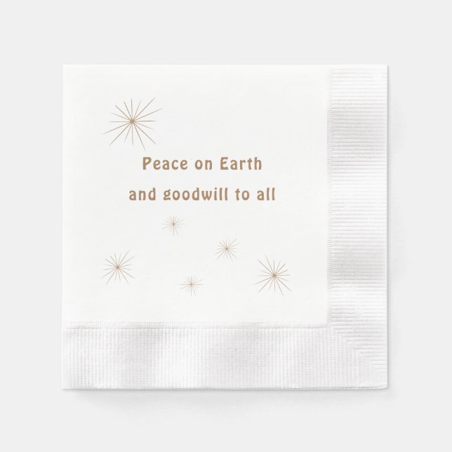 Peace on Earth Minimalist Gold Text Napkins (Front)