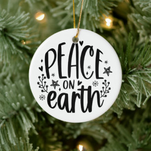 Peace on Earth Modern Ceramic Ornament