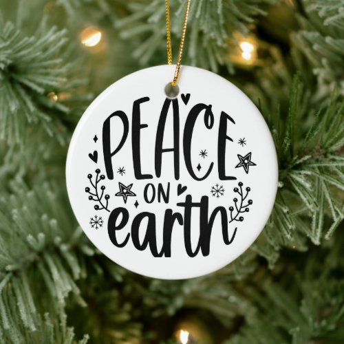 Peace on Earth Modern  Ceramic Ornament