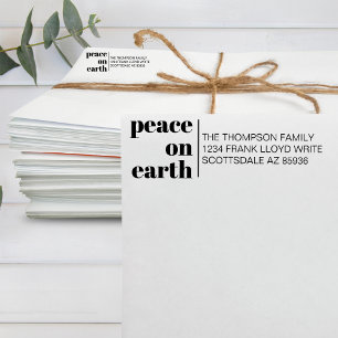 Peace On Earth Modern Christmas Return Address Self-inking Stamp
