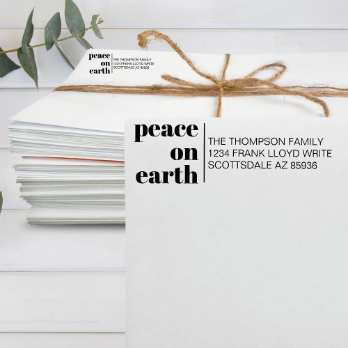 Peace On Earth Modern Christmas Return Address Self_inking Stamp
