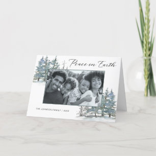Peace on Earth Modern Holiday Photo Greeting Card