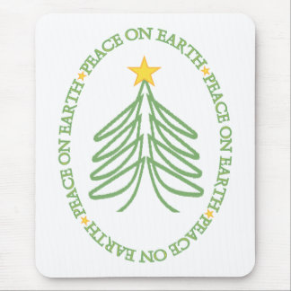 Peace On Earth Modern Holiday Tree and Quote Mouse Pad