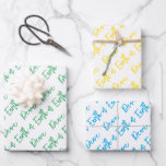 Peace on Earth Modern Holiday Typography  Wrapping Paper Sheets<br><div class="desc">Cursive Typography on white background with PEACE ON EARTH in green,  blue,  yellow,  combination. Gift Wrap for ANY Holiday events,  Christmas Festivities,  Friends,  Family,  Coworkers,  Teachers,  Hostess,  absolutely anyone. Modern,  Meaningful,  Joy. Mix and match entire Christmas / Holiday Collections by TMCdesigns.</div>