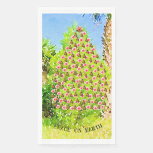 Peace On Earth Monarch Butterfly Christmas Tree Paper Guest Towels