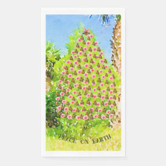 Peace On Earth Monarch Butterfly Christmas Tree Paper Guest Towels