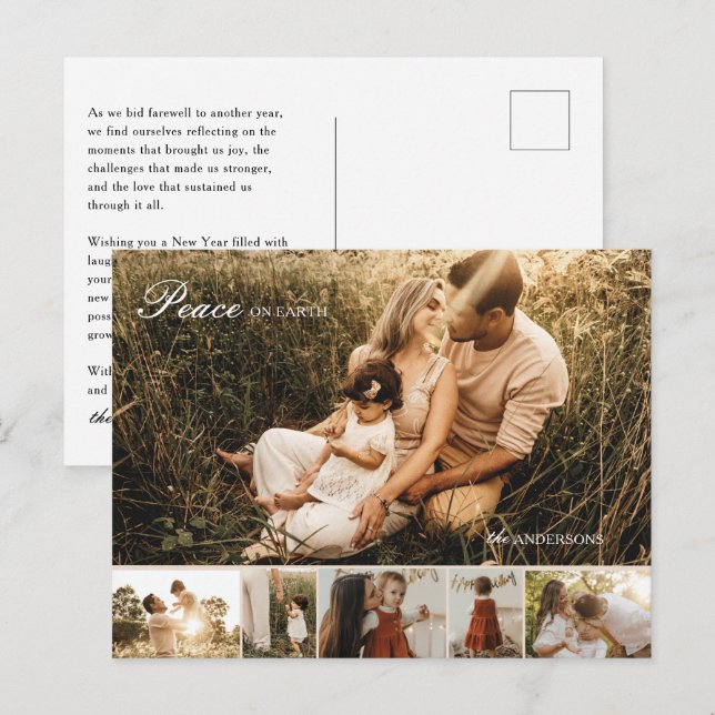 Peace on Earth Multi-Photo Christmas Postcard (Front/Back)