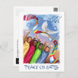 Peace On Earth. Multicultural Kids Custom Holiday Postcard at Zazzle
