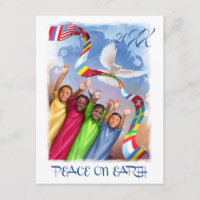 Peace on Earth. Multicultural Kids Postcards