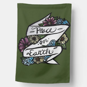 Peace on Earth Nature Lovers Flowers House Flag