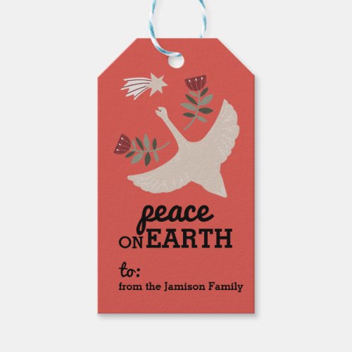 Peace on Earth Nordic Goose and Star Christmas Gift Tags