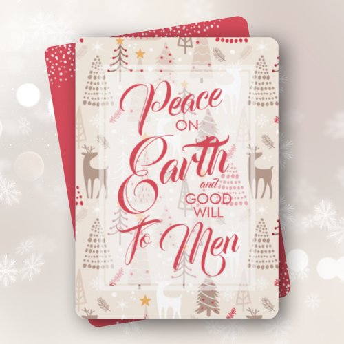 Peace on Earth on Christmas Flat Holiday Card