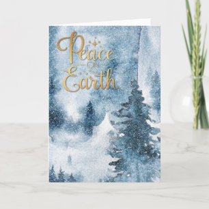 Peace On Earth Painted Forest Holiday Card