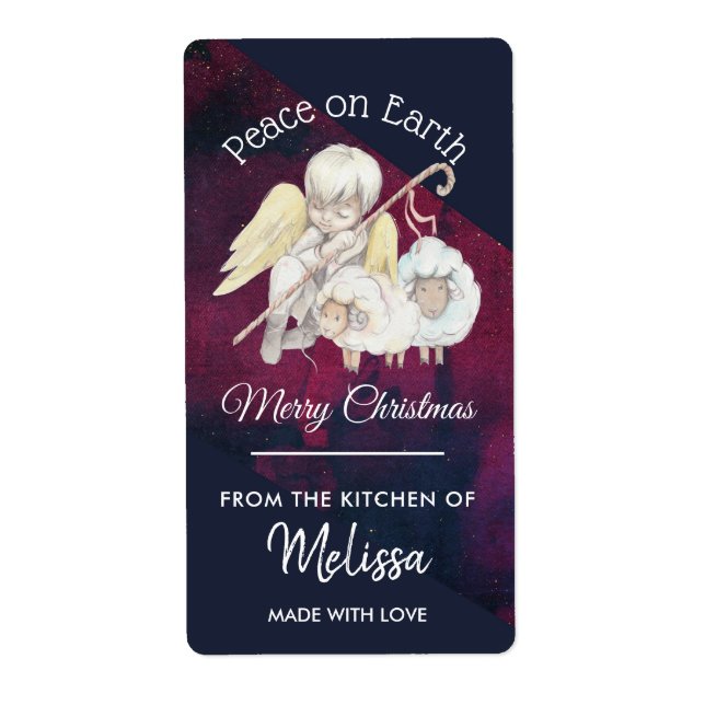 Peace on Earth Pastoral SHepherd Christmas Kitchen Label (Front)
