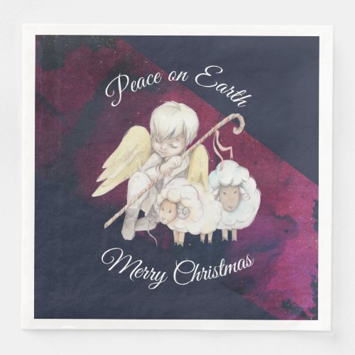 Peace on Earth Pastoral Shepherd Merry Christmas Paper Dinner Napkins