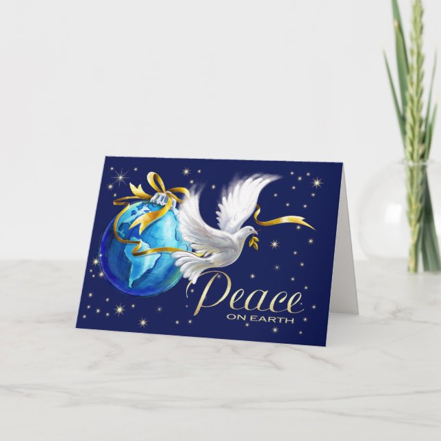 Peace on Earth. Peace Dove Christmas  Holiday Card (Front)