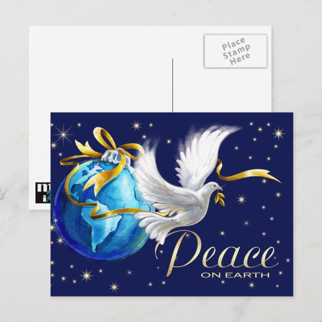 Peace on Earth. Peace Dove Christmas  Holiday Postcard (Front/Back)