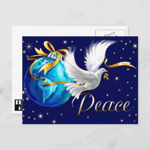 Peace on Earth Peace Dove Christmas Holiday Postcard