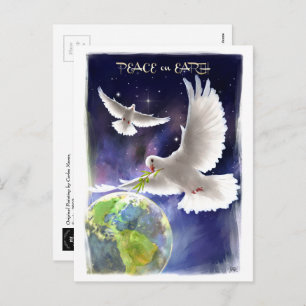 Peace on Earth. Peace Doves  Holiday Postcard