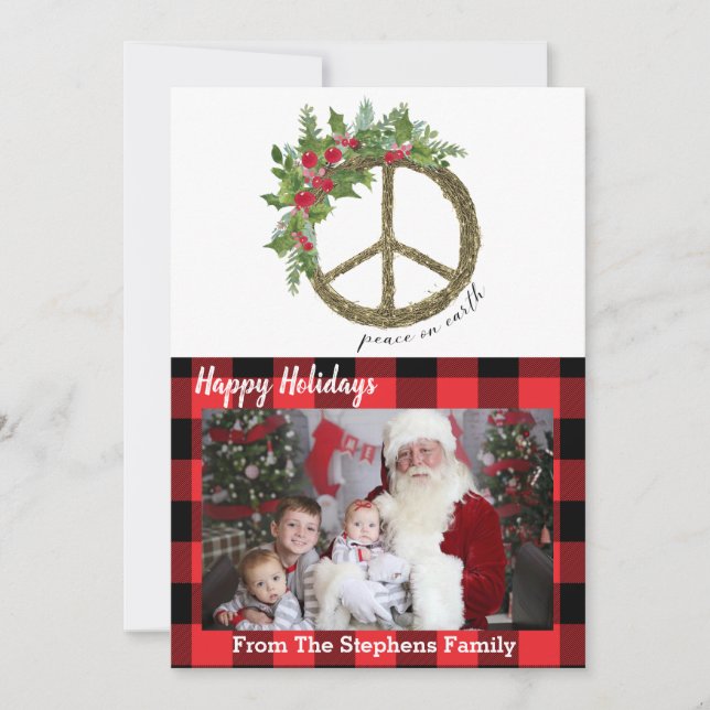 Peace On Earth Peace Sign Christmas Card (Front)