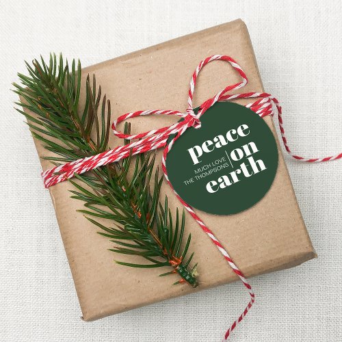 Peace On Earth Personalized Modern Christmas Favor Tags