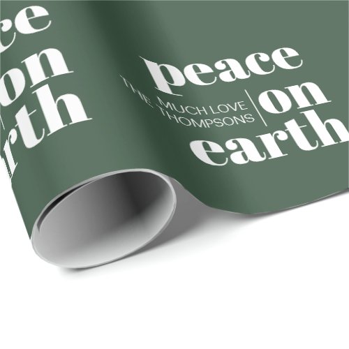 Peace On Earth Personalized Modern Christmas Wrapping Paper