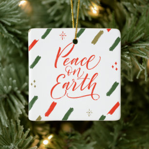 Peace on Earth Photo Christmas Tree Ceramic Ornament