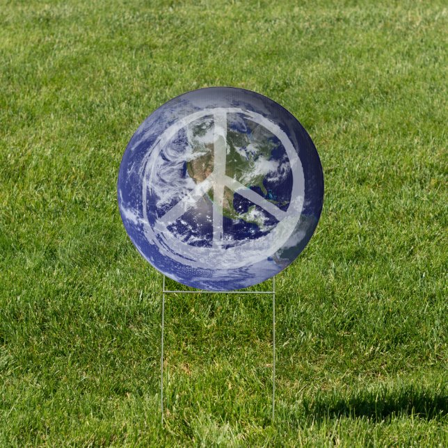 PEACE on Earth Planet in Space Peace Symbol Sign   (Insitu)