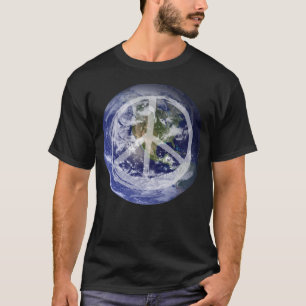 PEACE on Earth Planet in Space Peace Symbol Sign T T-Shirt