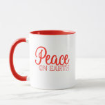 Peace on Earth | Positive Christmas Holiday Mug<br><div class="desc">Send out a positive message and hope when you give this "Peace on Earth" Christmas Holiday mug as a X-mas gift or Hanukkah gift this year. This gift mug for Christmas features modern and trendy script Tex in a cheerful red color. Perfect as a gift for a loved one or...</div>