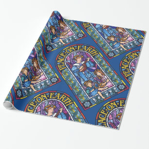 Peace on Earth Pre-Raphaelite stained glass Wrapping Paper