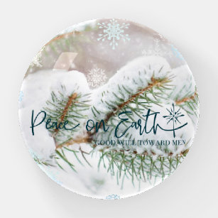 Peace On Earth Quote & Snow Paperweight