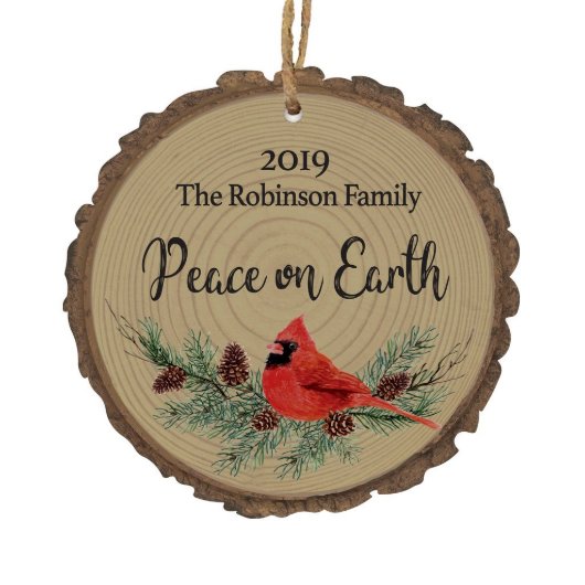 Peace On Earth Red Cardinal Christmas Ornament (Front)