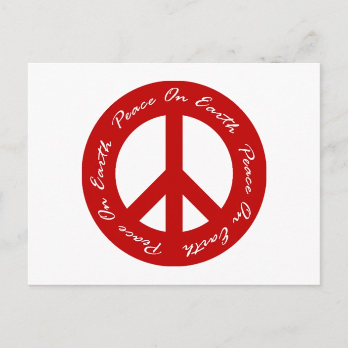 Peace On Earth Red Holiday Peace Sign Zazzle Com