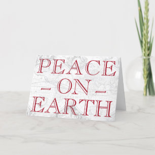 Peace on Earth Red Typography Vintage Map Holiday Card