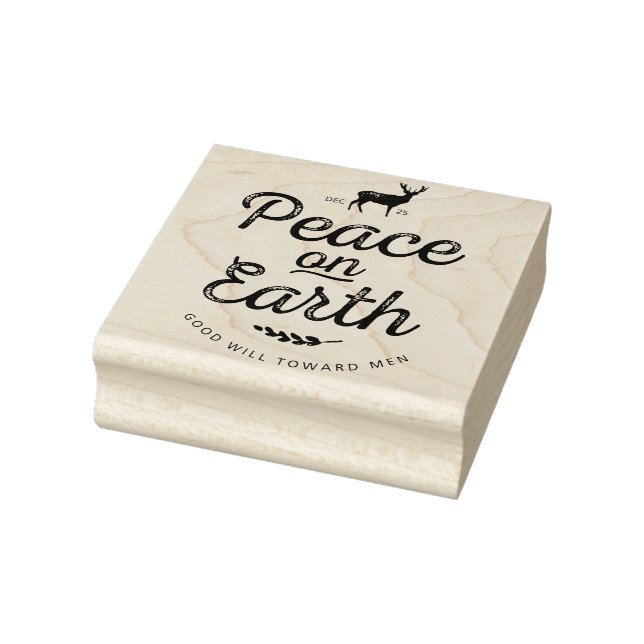 Peace on Earth Reindeer Christmas Art Stamp (Stamp)