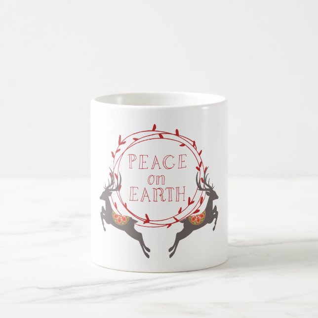 Peace on Earth Reindeer Holiday Coffee Mug (Center)