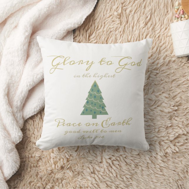 Peace on Earth Religious Bible Verse Christmas Throw Pillow (Blanket)
