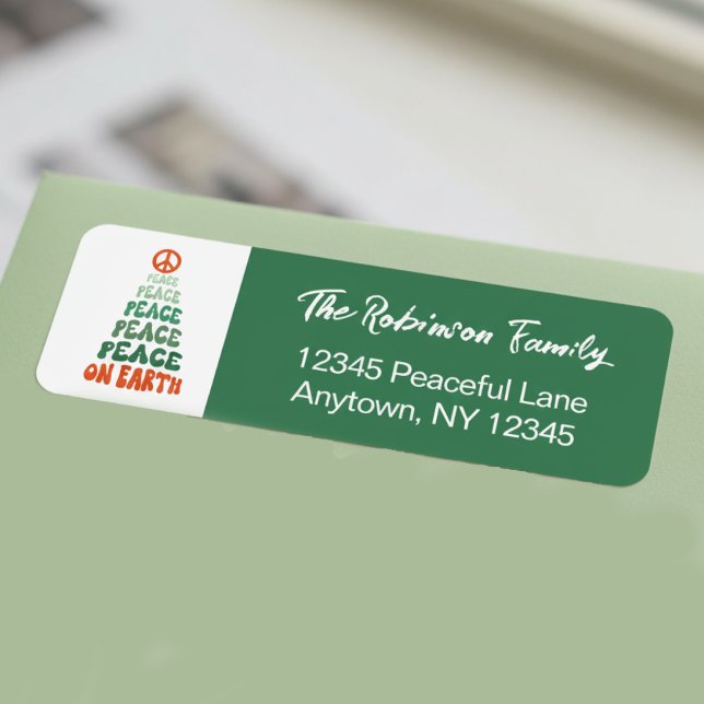 Peace on Earth Retro Font Custom Holiday Label (Creator Uploaded)