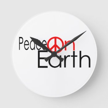 Peace On Earth Round Clock by NhanNgo at Zazzle