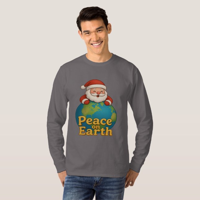 Peace on Earth Santa Christmas Holiday Gift Tee (Front Full)
