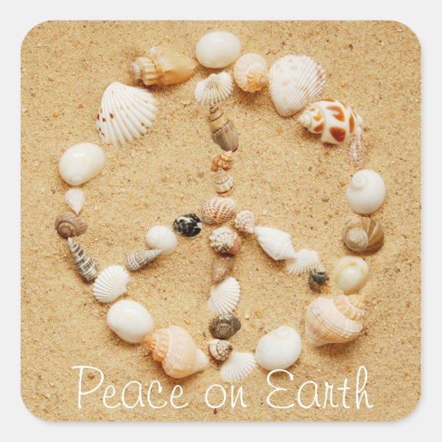 Peace on Earth Seashell Peace Sign Sticker (Front)