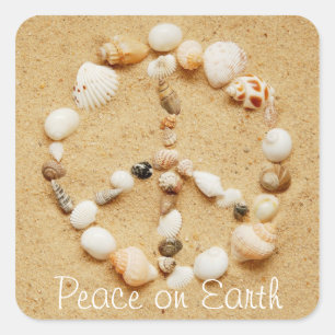 Peace on Earth Seashell Peace Sign Sticker