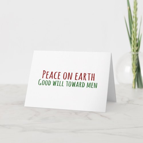 Peace on Earth Simple Typography Christmas Holiday Card