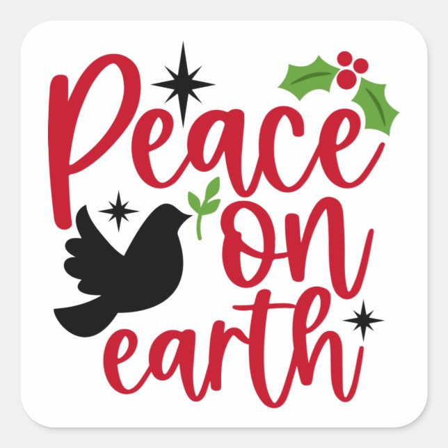 Peace on Earth Square Sticker (Front)
