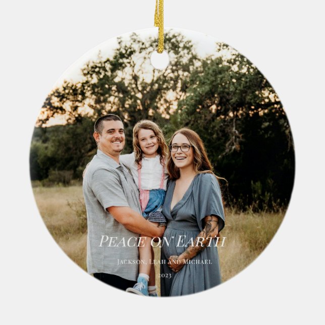 Peace on Earth Stained Glass Dove Christmas Design Ceramic Ornament (Back)