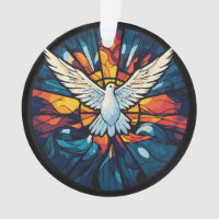 Peace on Earth Stained Glass Dove Christmas Design