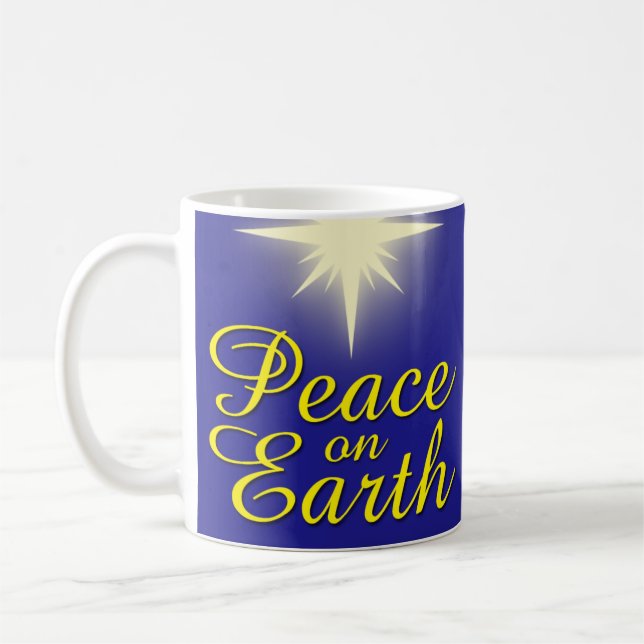 Peace on Earth Star Christmas Mug (Left)