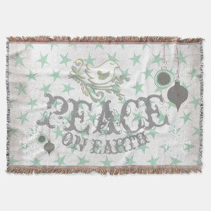 Peace on Earth Stars and Dove Holiday Throw Throw Blanket